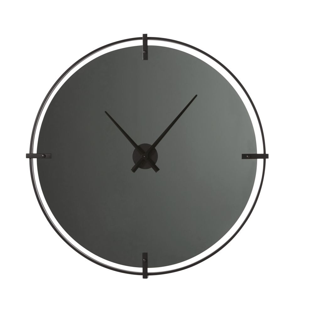 Maisons du Monde Horloge en verre fumé et métal noir D95