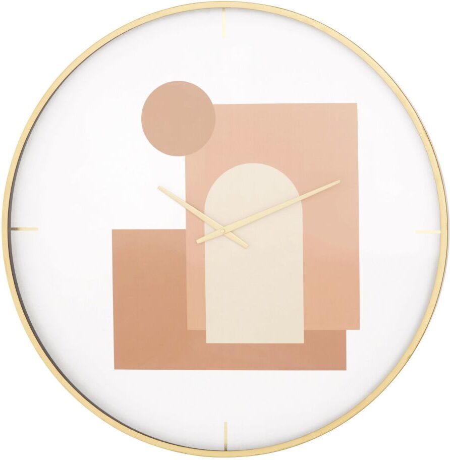 Maisons du Monde Horloge imprimée rose, rouge et blanche et métal doré D80