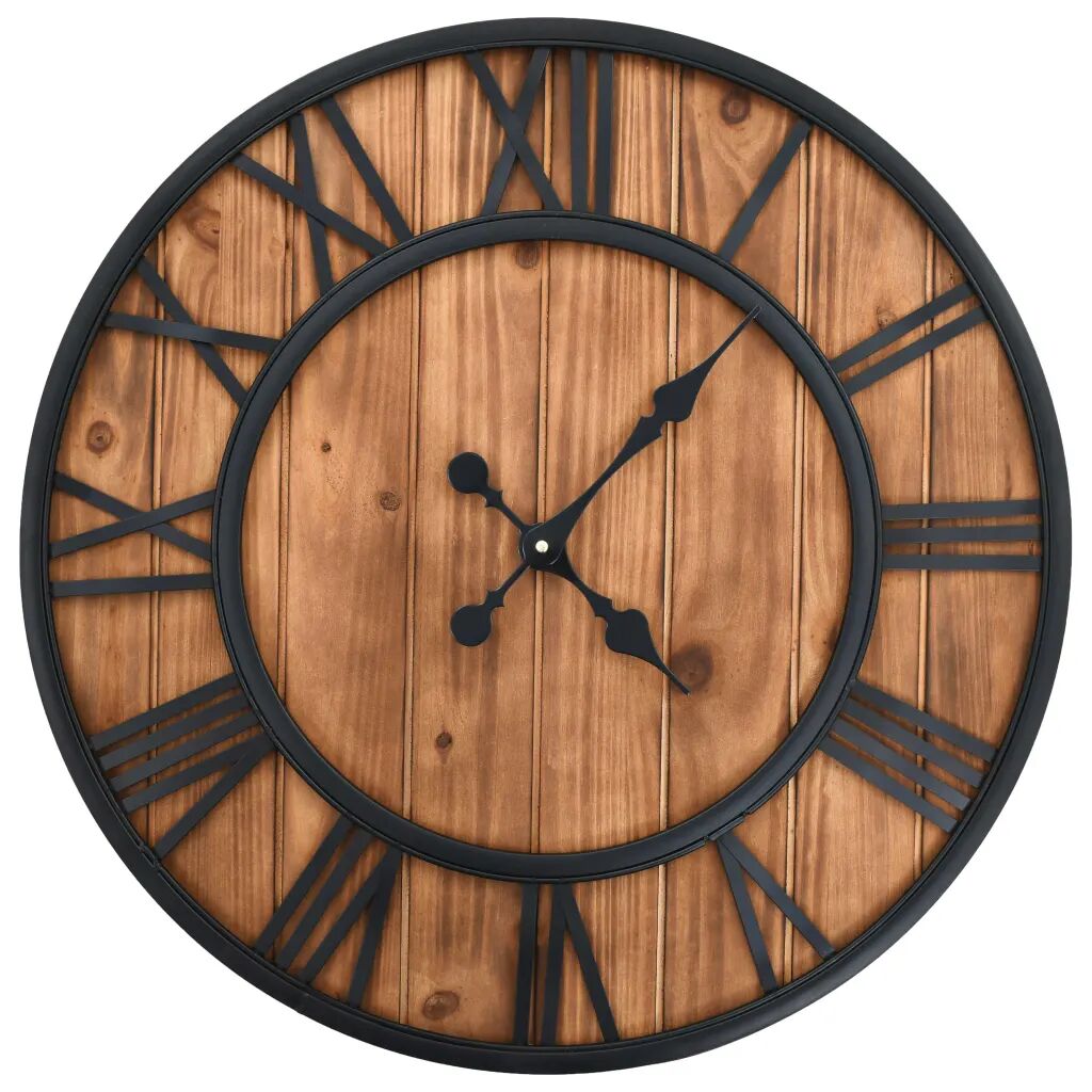 vidaXL Horloge murale vintage à quartz Bois et métal 60 cm XXL