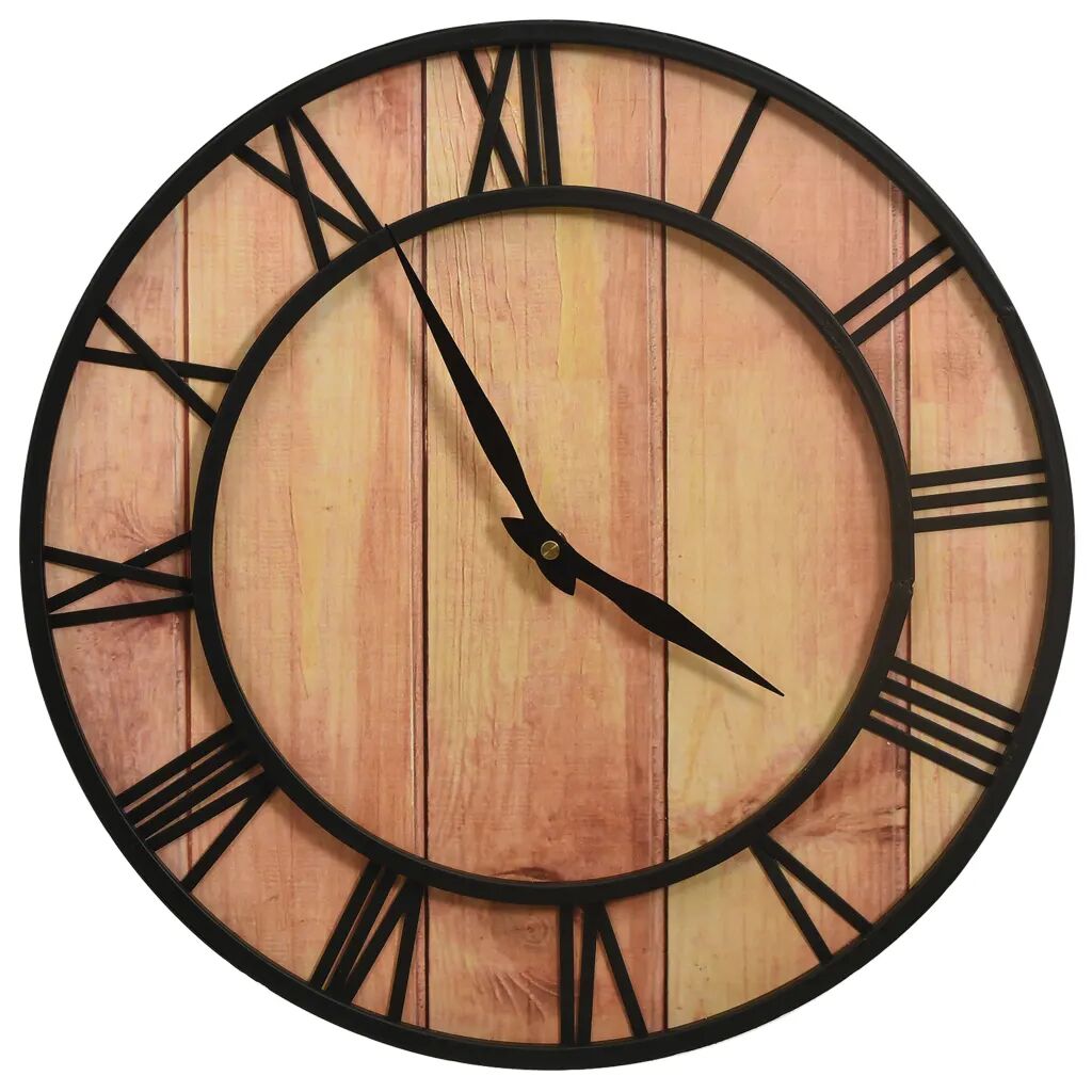 vidaXL Horloge murale 39 cm Marron et noir MDF et fer