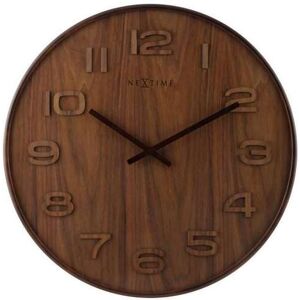 NEXTIME Wanduhr »Wanduhr Wood Wood Big« Braun