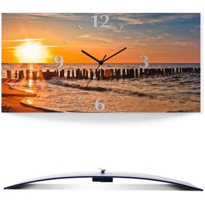 Artland Wanduhr »Schöner Sonnenuntergang am Strand«, 3D Optik gebogen, mit... orange Größe