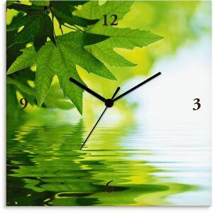 Artland Wanduhr »Grüne Blätter reflektieren im Wasser«, wahlweise mit Quarz-... grün Größe