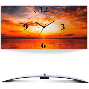 Artland Wanduhr »Sonnenuntergang am Strand«, 3D Optik gebogen, mit Quarz-... orange Größe