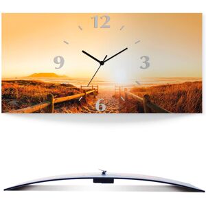 Artland Wanduhr »Sonnenuntergang Panorama Strand«, 3D Optik gebogen, mit... braun Größe