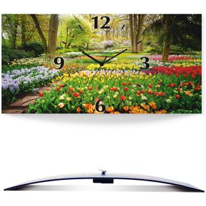 Artland Wanduhr »Tulpen Garten Frühling«, 3D Optik gebogen, mit Quarz- oder... bunt Größe