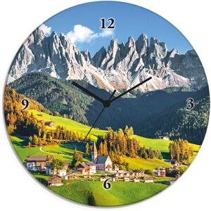 Artland Wanduhr »Glasuhr rund Alpen Berge Santa Maddalena«, wahlweise mit... grün Größe