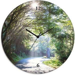 Artland Wanduhr »Glasuhr rund Sonniger Wald«, wahlweise mit Quarz- oder... grün Größe