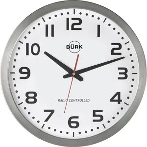 kaiserkraft Wanduhr, Ø 400 mm, Gehäuse Edelstahl gebürstet, Funkuhrwerk