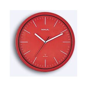 Funk Wanduhr Maul MAULjump, rund, für Innenräume, Minuten & Stundeneinheiten, ∅ 305 mm, Kunststoff & Mineralglas, rot-weiss, inkl. Batterie