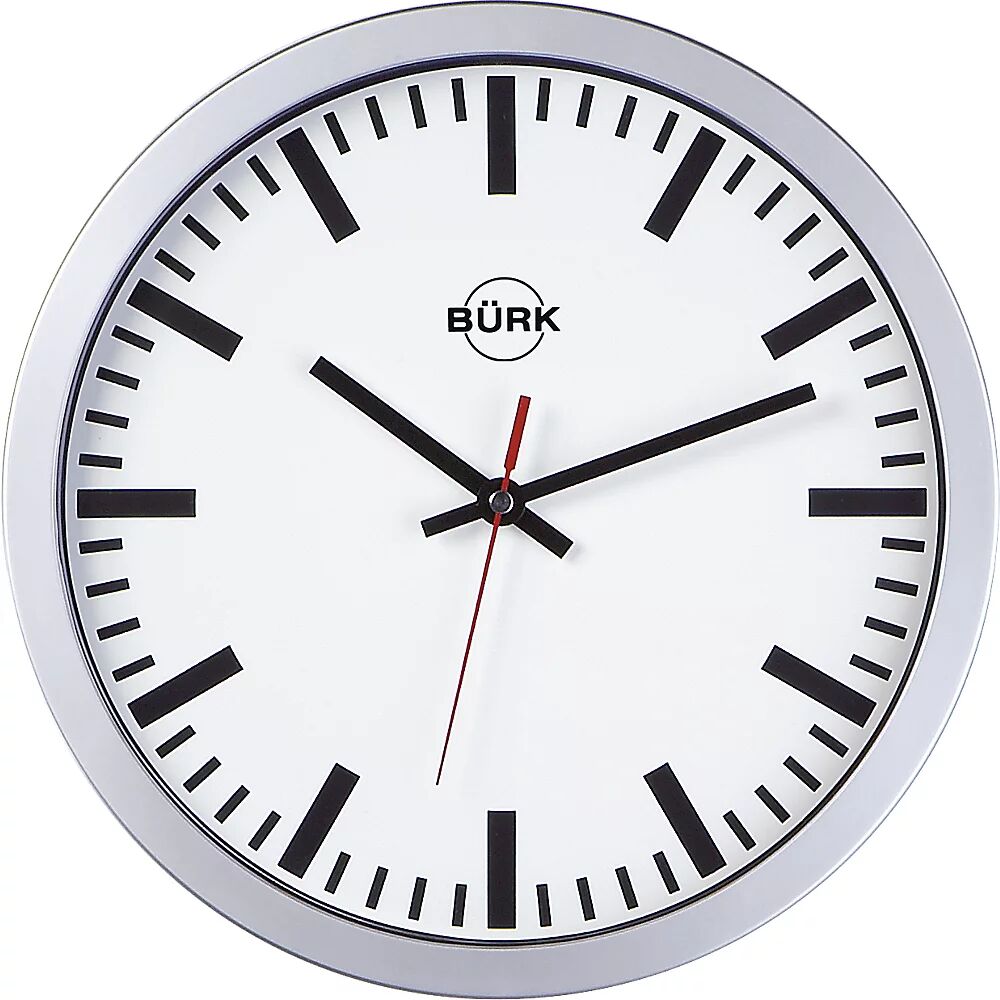 Wanduhr mit Kunststoffgehäuse, Ø 300 mm Funkuhrwerk Zifferblatt weiß, ab 3 Stk