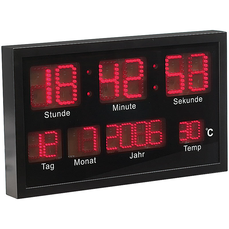 Lunartec Multi-LED-Uhr mit Datum & Temperatur