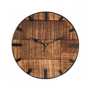 Amagohome Uhr Holz ø 30 cm Wanduhr Wohnzimmeruhr modern rund aus Holz Vintage lautlos Mangoholz massiv