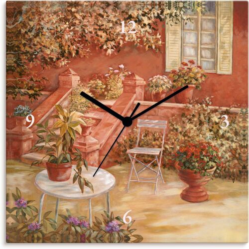 Artland Wanduhr ARTLAND „Garten“ Wanduhren Gr. B/H/T: 30 cm x 30 cm x 1,7 cm, Quarzuhr, braun Wanduhren