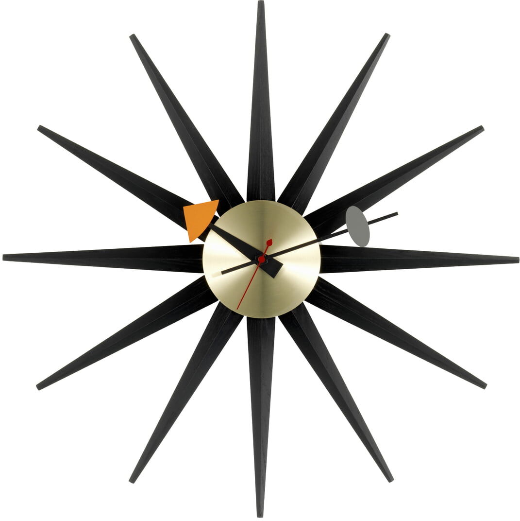 Vitra - Sunburst Clock, schwarz/ messing