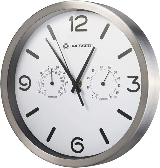 Bresser wanduhr MyTime 25 cm Aluminium weiß