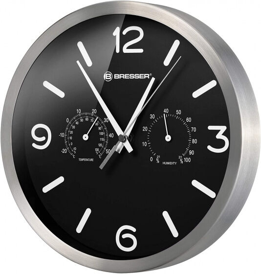 Bresser wanduhr MyTime 25 cm Aluminium schwarz