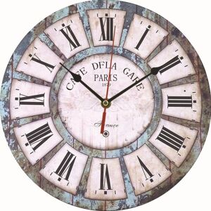 shopnbutik Vintage Wooden MDF Hanging Clock Mute Quartz Clock Living Room Wall Clock(275)