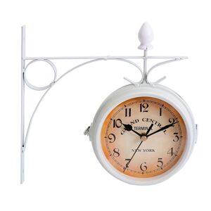 shopnbutik Wrought Iron Clock Vintage Decorative Double-sided Wall Clock(White)