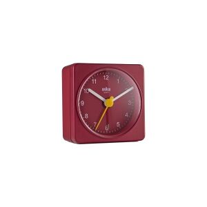 Braun BC02R, Quartz alarmur, Rektandel, Rød, Analog, Batteri, AA