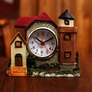 2 stk Castle Alarm Clock Home Desktop Dekoration (Brun)