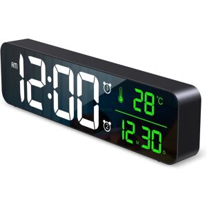 Heyone Stort digitalt vægur, nyeste 11'' digitalt ur, skrivebordsur med 40 musik, 2 alarmer, 6 lysstyrkedæmpere, 4 lydstyrkeur til soveværelsesindretning