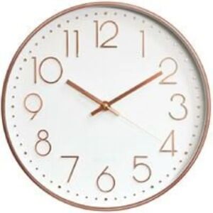 Heyone Kvalitets Quartz Silent Wall Clock, Rundt Letlæst Silent Wall Clock GULD