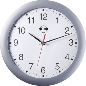 kaiserkraft Reloj de pared de plástico ABS, Ø 300 mm, mecanismo de relojería de cuarzo, carcasa plateada mate, esfera blanca