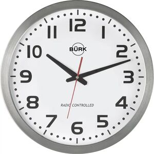 kaiserkraft Reloj de pared, Ø 400 mm, carcasa de acero inoxidable cepillado, mecanismo de relojería de cuarzo