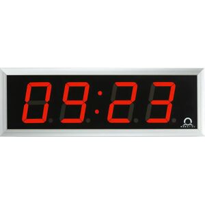 kaiserkraft Reloj digital LED, H x A x P 118 x 333 x 39 mm, plateado, LED rojo