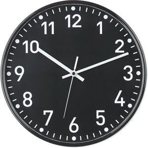 kaiserkraft Reloj de pared, mecanismo de relojería de cuarzo, Ø 300 mm, carcasa negra, esfera negra