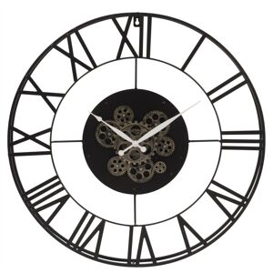 Maisons du Monde Reloj con calendario y engranajes de metal negro D.70