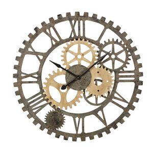 Maisons du Monde Reloj con engranajes de abeto y metal negro D.100