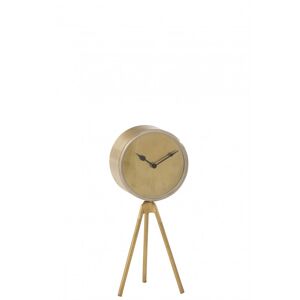 LANADECO Reloj de pie sobre trípode de metal dorado de 15x16x38 cm