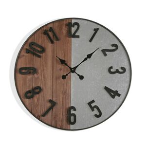 Versa Home Reloj de pared metal gris y marrón