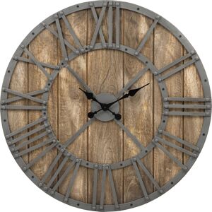 WOMO-DESIGN Reloj de pared redondo, Ø 76 x 5 cm, color gris/roble, hierro