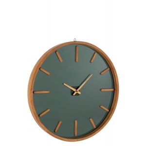 LANADECO Reloj mural redondo madera/cristal marrón/negro alt. 80 cm