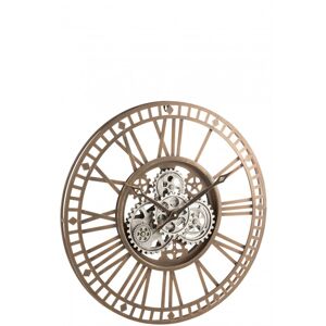 LANADECO Reloj con números romanos de metal gris de 60x7x60 cm