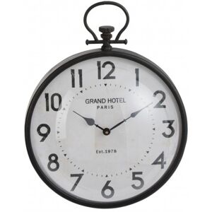 LANADECO Reloj bola redonda metal negro vidrio alt. 49 cm