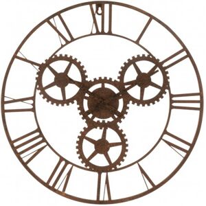 LANADECO Reloj números romanos ruedas metal oxido alt. 60 cm