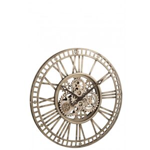 LANADECO Reloj redondo de metal gris de 60x7x60 cm
