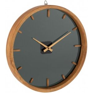 LANADECO Reloj mural redondo madera/cristal marrón/negro 40 cm