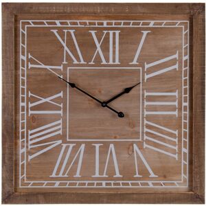 LolaHome Reloj cuadrado de madera natural de abeto de Ø 60 cm