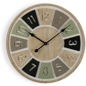 LANADECO Reloj de pared estilo vintage en madera aglomerada gris y negro