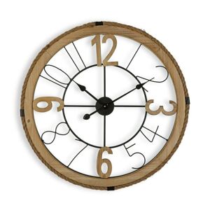 LANADECO Reloj de pared estilo vintage en madera aglomerada marrón y negro