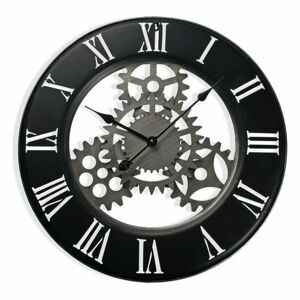 LANADECO Reloj de pared estilo vintage en metal negro
