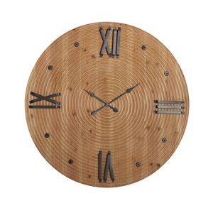 Lastdeco Reloj pared de madera tropical en color marrón de 120x120x6cm