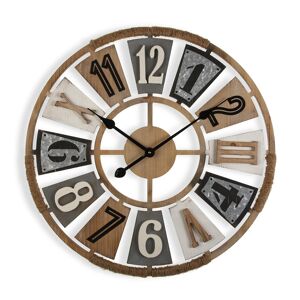 Versa Home Reloj de pared estilo vintage en madera aglomerada gris y marrón