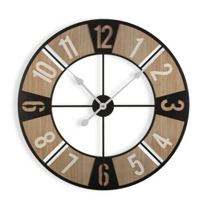 Versa Home Reloj de pared estilo vintage en madera aglomerada marrón y negro