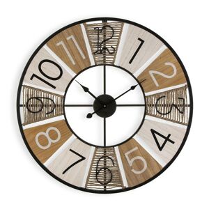 Versa Home Reloj de pared estilo vintage en madera aglomerada marrón y negro